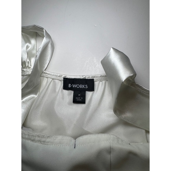 Satin M Tank Top Black Waist Tie Ruched Bust Sleeveless Blouse Dressy - Picture 7 of 9